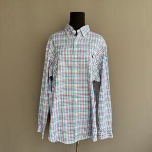 Mens Ralph Lauren Plaid button up - long sleeve - blue pink purple - size L